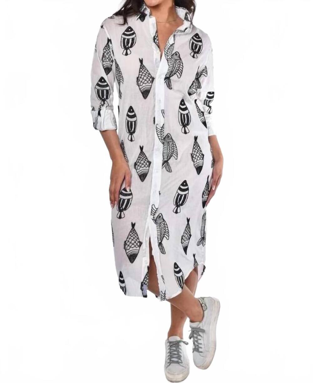 NEW EMILY PHILLIPS fish midi dress in black/ white